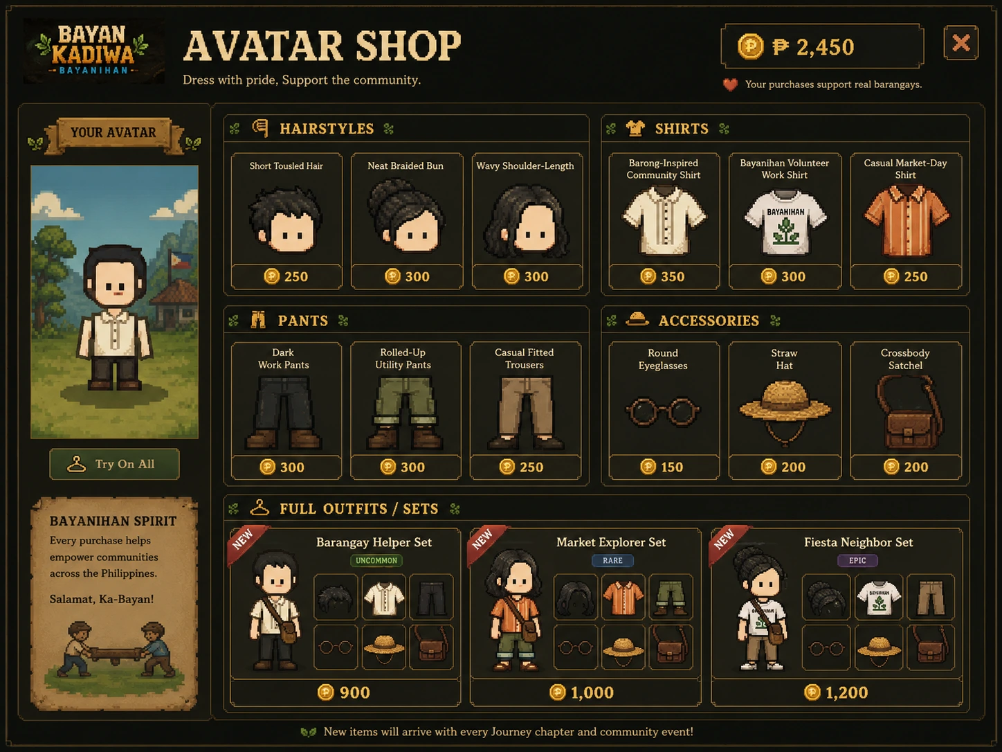 Bayan Kadiwa Bayanihan kawaii pixel Avatar Shop